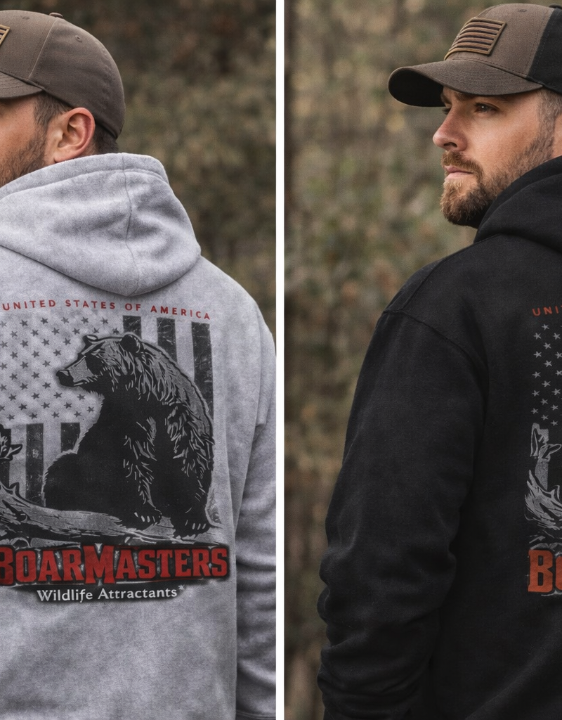 Bear on Branch with Flag Hoodie