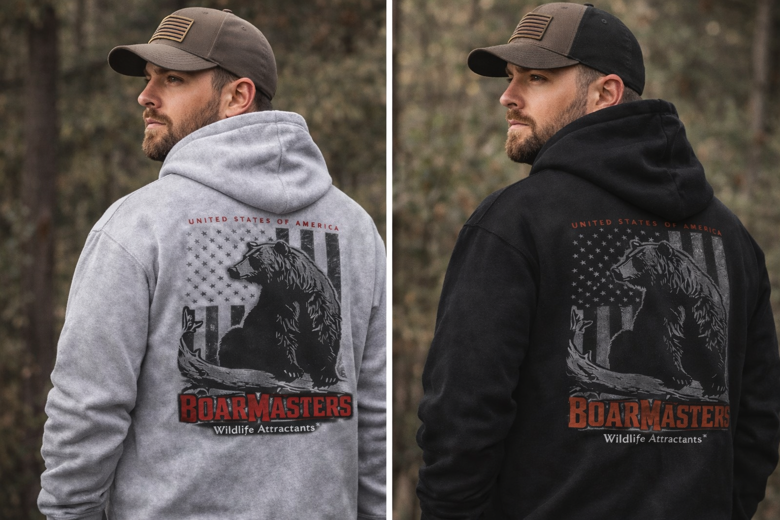 Bear on Branch with Flag Hoodie